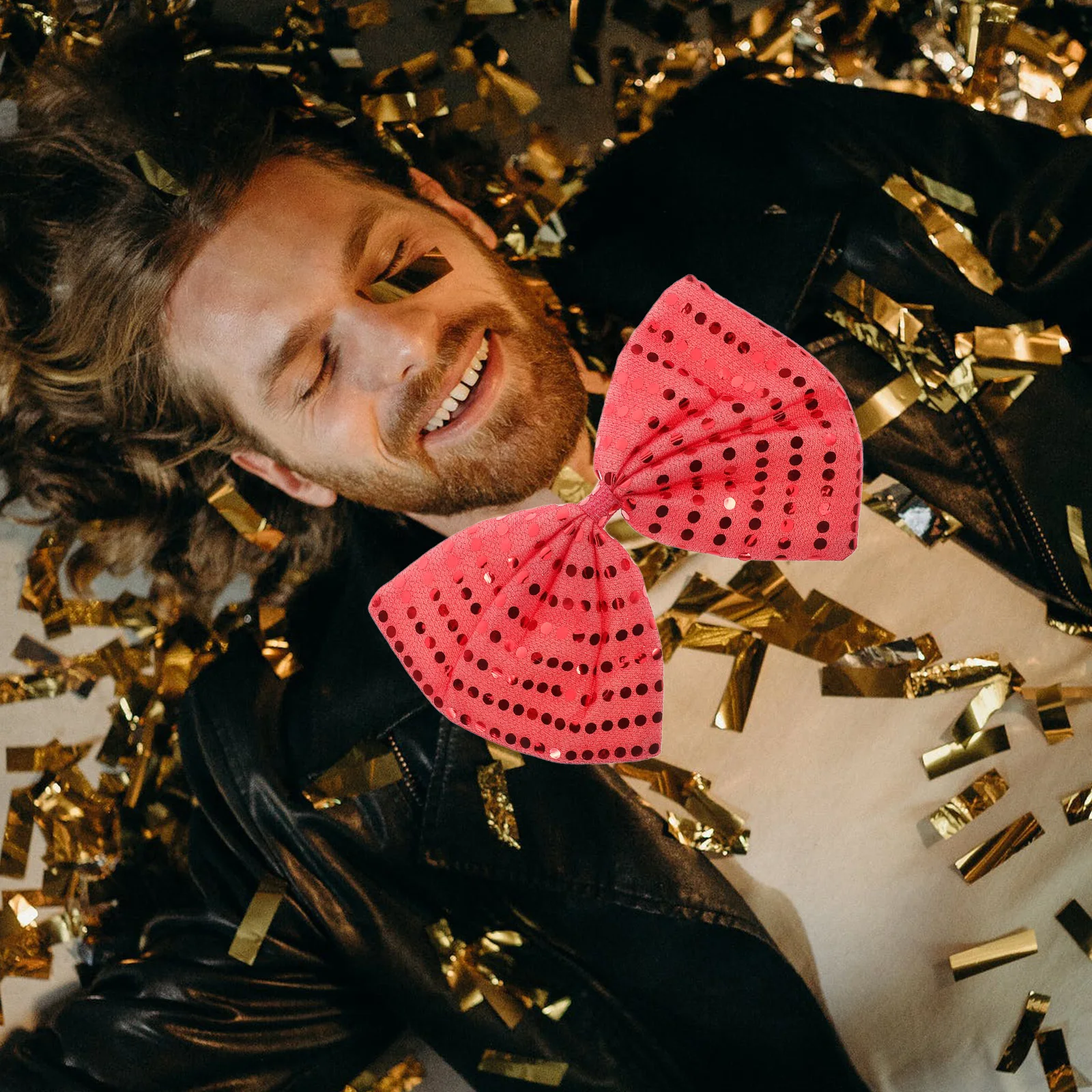 

Sparkly Sequin Bow Tie Oversized Glitter Pre-Tied Costume Masquerade Holiday Party Carnival Performance Accessory For Men