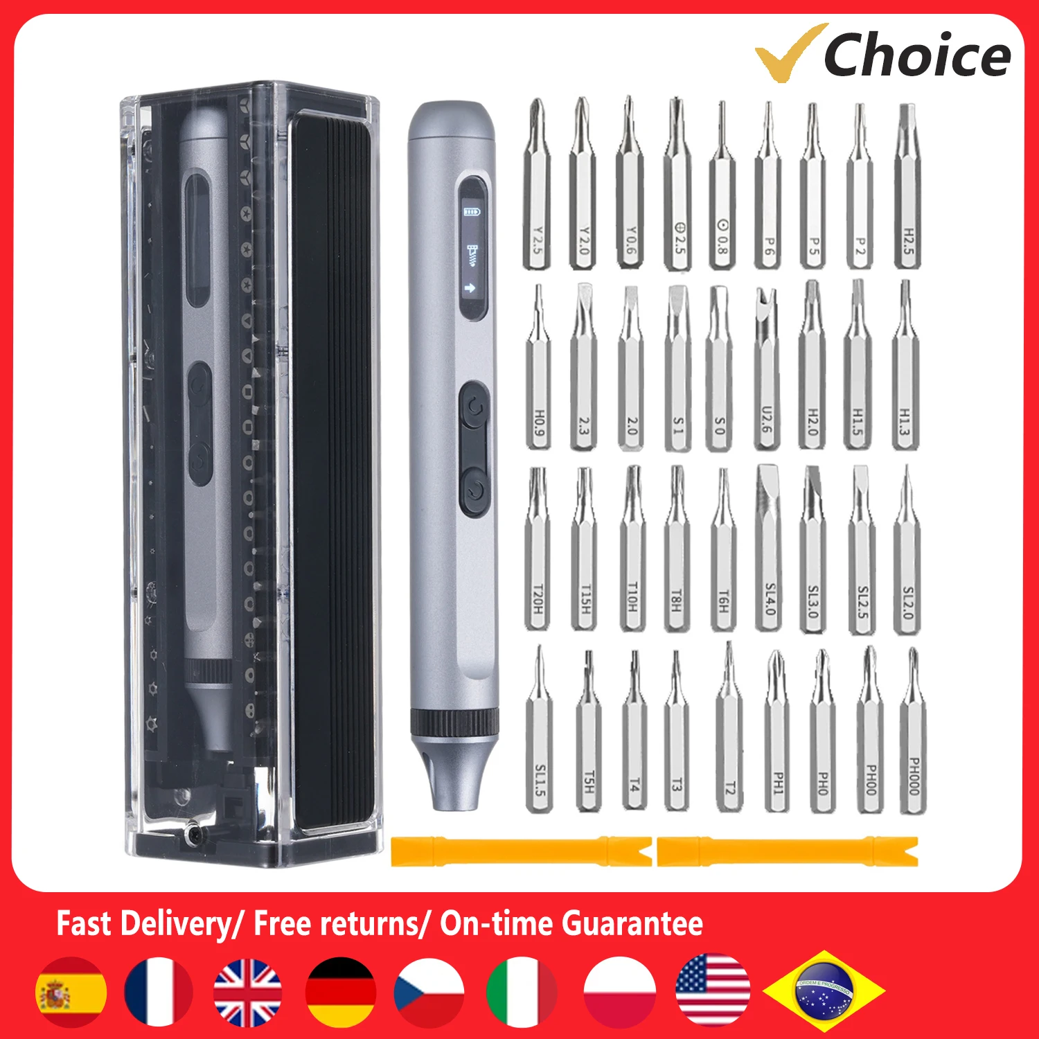 

J2014-D Cordless Electric Screwdriver Kits with 36pcs Different Types CRV Steel Heads LED Lighting Reverse/ Forward Rotation