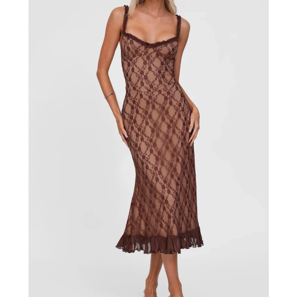 2026 Summer New French Sweet Red Checkered Lace Long Dress Elegant Strapless Dress