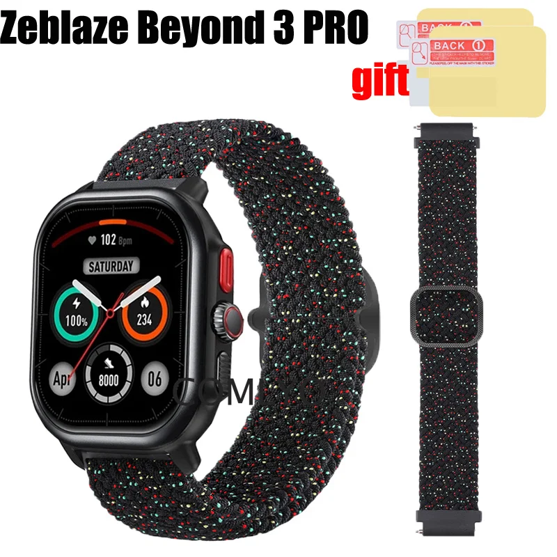 3in1 For Zeblaze Beyond 3 Pro Smart Watch Strap Women men Smartwatch Band Nylon Belt Soft Wristband Screen protector film