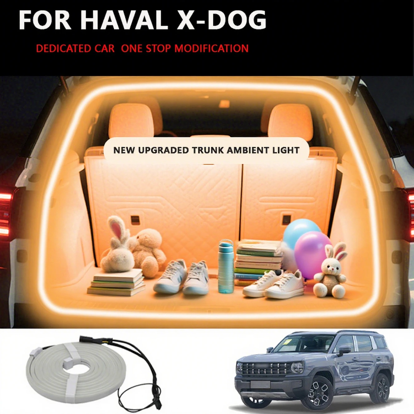 

FOR HAVAL X-DOG Rear Trunk LED Light Bar Strips Trunk Interior Decorative Lamp Strip Luggage Atmosphere Light
