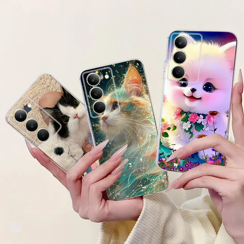 For Realme 14X Case Lovely Heart Cat Cartoon Soft Silicone Slim TPU Back Cover For Realme 14X 5G 2024 Funda Realme14X 14 X Coque