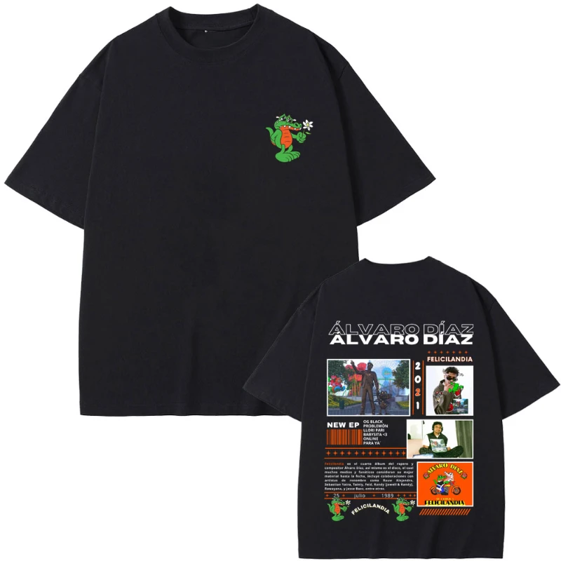 Camisetas de rapero Alvaro Diaz Felicilandia para hombre y mujer, camiseta de manga corta de gran tamaño de Hip Hop, camisetas de cuello redondo a la moda para hombre