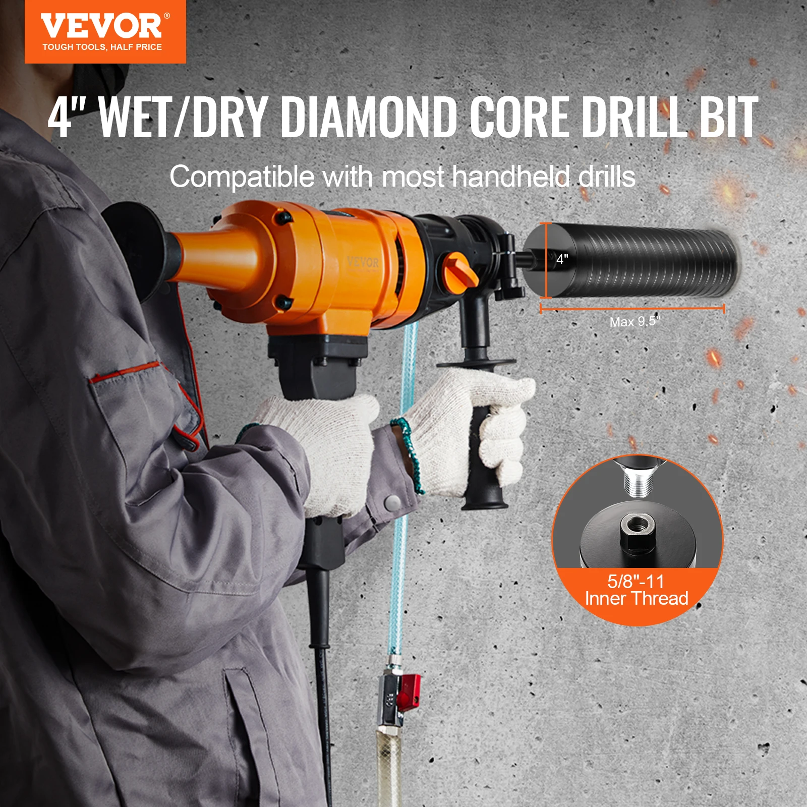 VEVOR Core Drill Bit Wet/Dry Diamond Core Drill Bits for Brick and Block Concrete Core Drill Bit Pilot Bit Adapter and Saw Blade