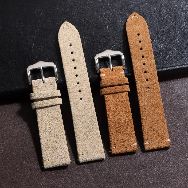 18mm 20mm 22mm Quick Release Vintage Suede Leather Watch Strap Replacement Universal Waterproof Grey khaki Watch Band Bracelet