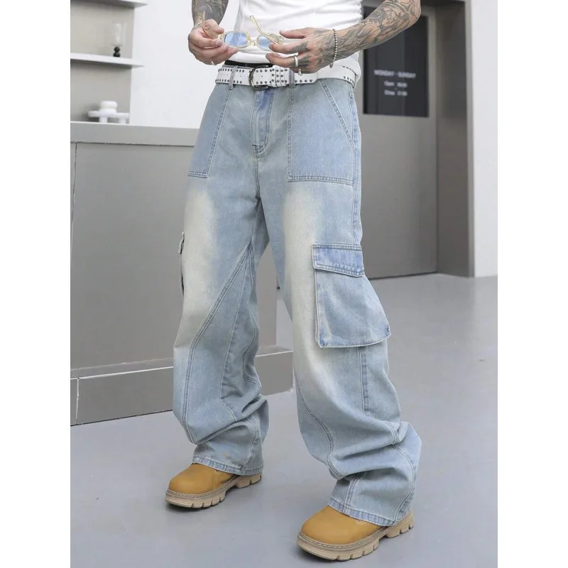 

Vintage Wide Leg Jeans Retro Loose Fit Denim Pants Women's Fashion Spring Collection High Waist Straight Leg Blue Jeans