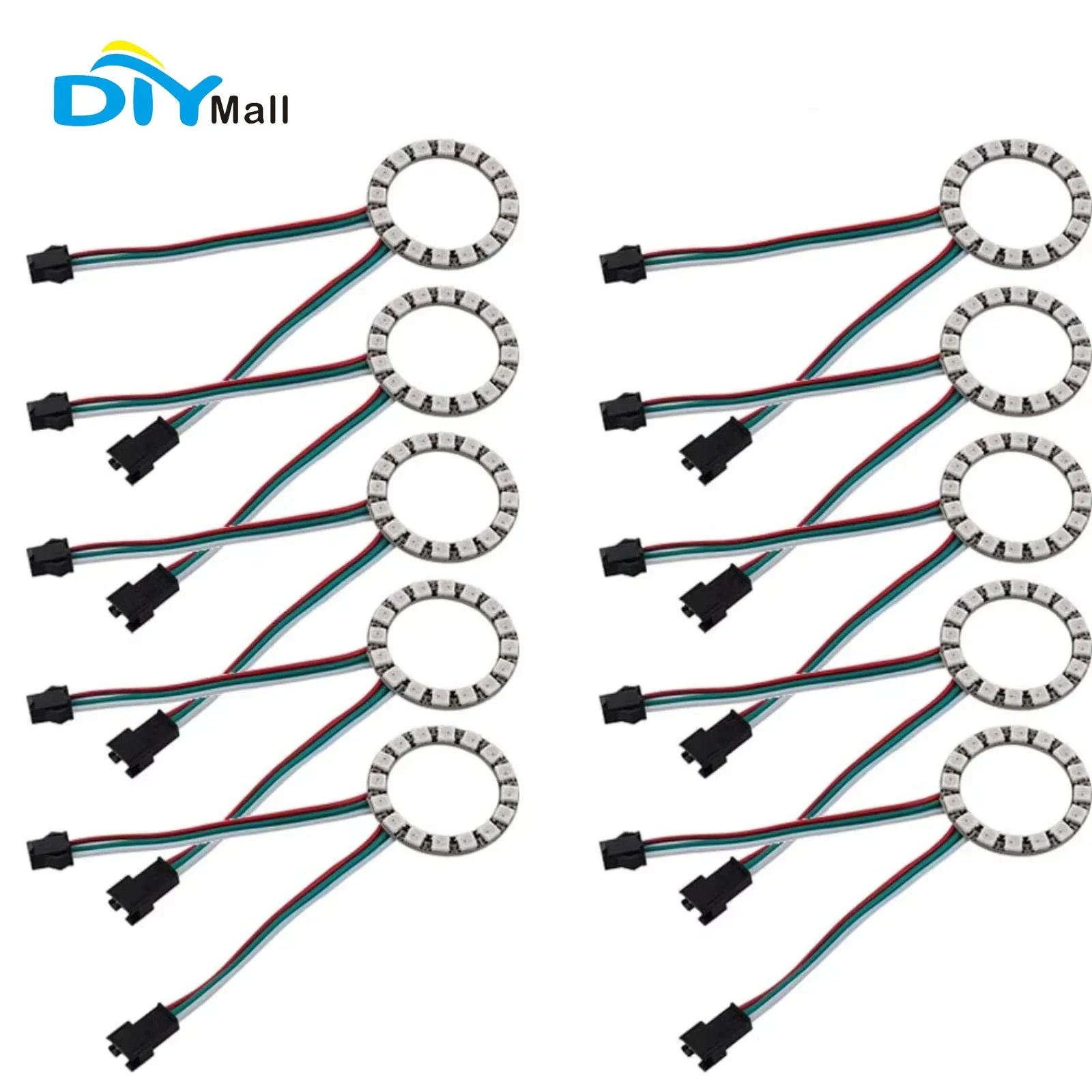 

Светодиодное кольцо WS2812B RGB 5050, полноцветное, программируемое, для умного дома, сцены и декора