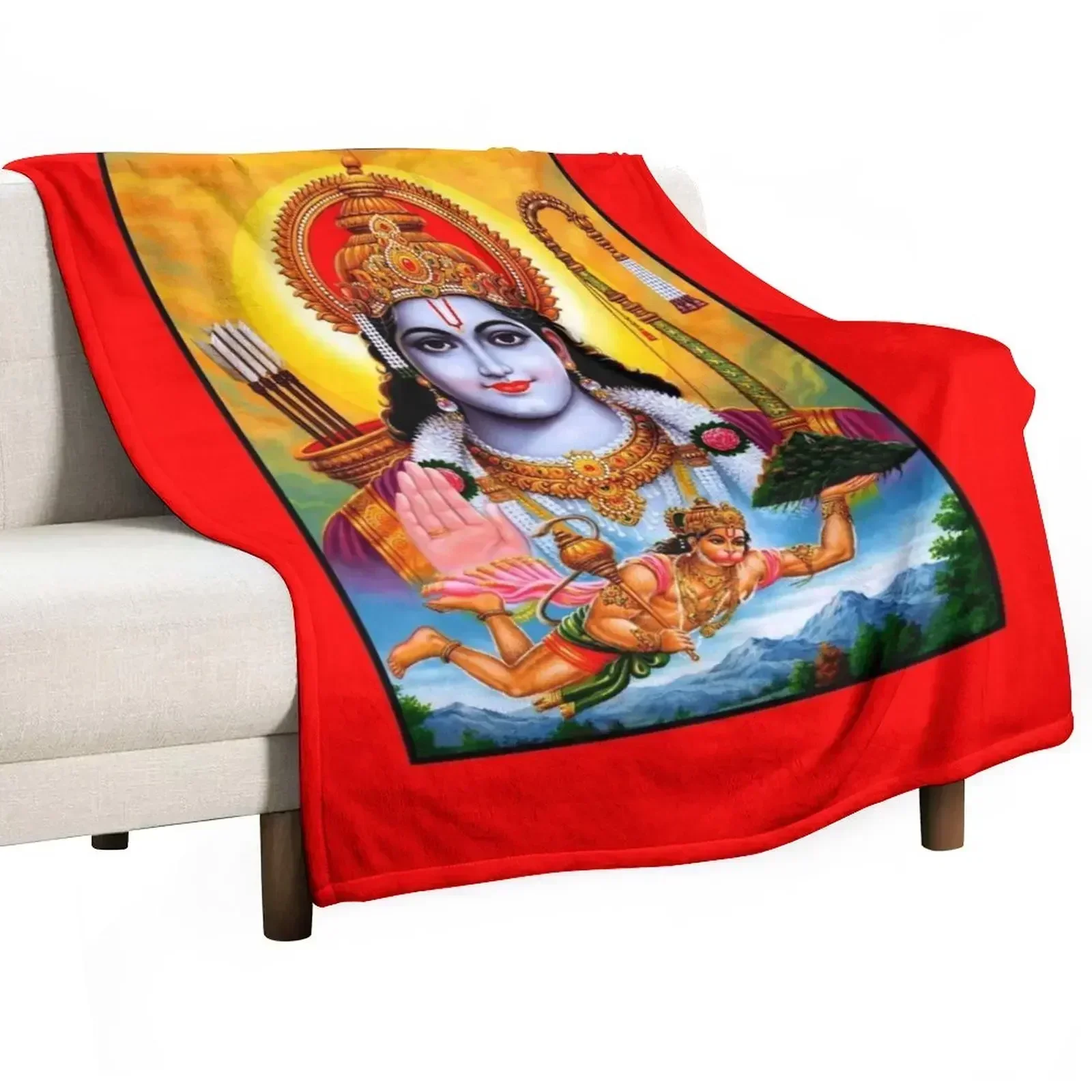 

Hindu Lord Rama Goddess Print Throw Blanket Luxury Brand Thin Flannels warm for winter Blankets