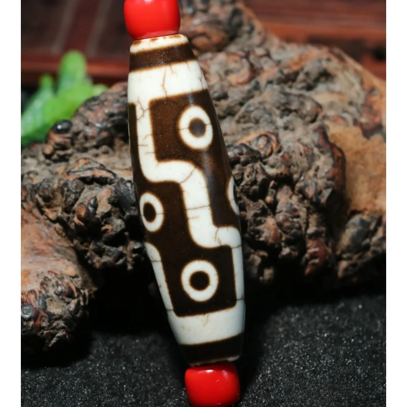 Energy Tibetan Old Agat Fold Line 9 Eyed of Kingdom Big Drum Sh dZi Bead Pendant