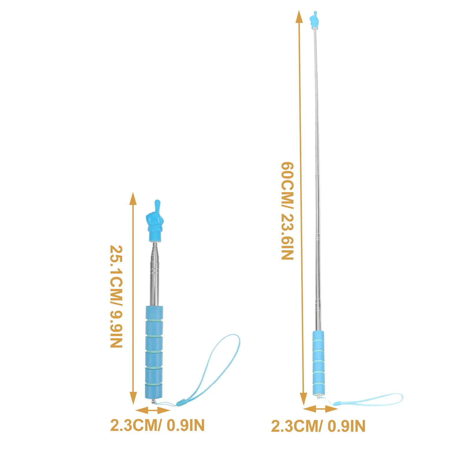 Stainless Steel Sponge Tip Teacher Pointer Stick for Reading Instruction Blackboard Presenting Classroom Teaching Tour Guide Use