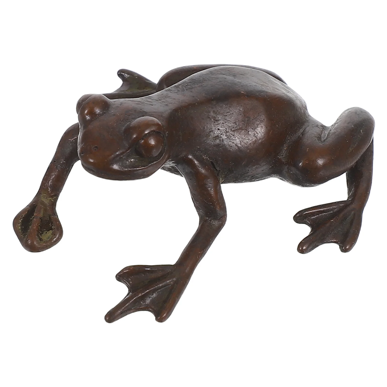 

1Pcs Copper Frog Tea Pet Adornment Stylish Desktop Decor Retro Table Sculpture Chic Vintage Ornament Sculpture