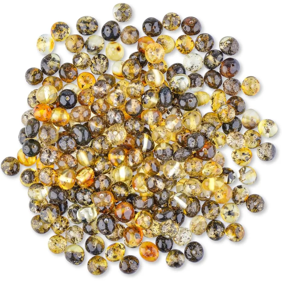 

Loose Polished Amber Beads from The Baltic Sea Drilled Through 10 Grams Large 78 mm Green