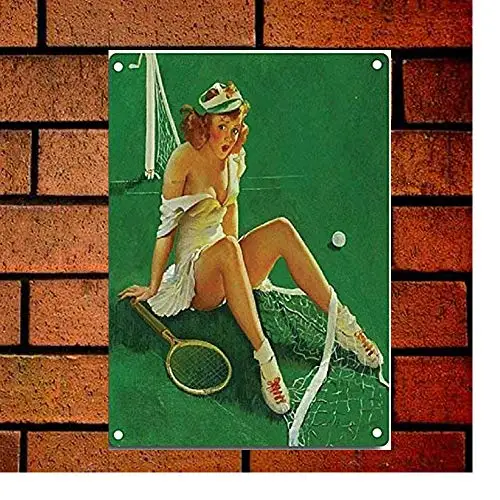Fsdva Pin Up Tennis Girl Retro Metallschild Wanddekoration