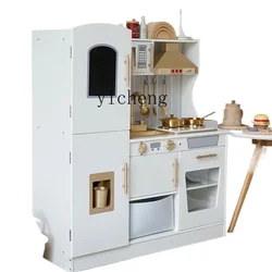 XL Children Play House Kitchen Toys Sound and Light Water Wooden Girls Cooking Suit