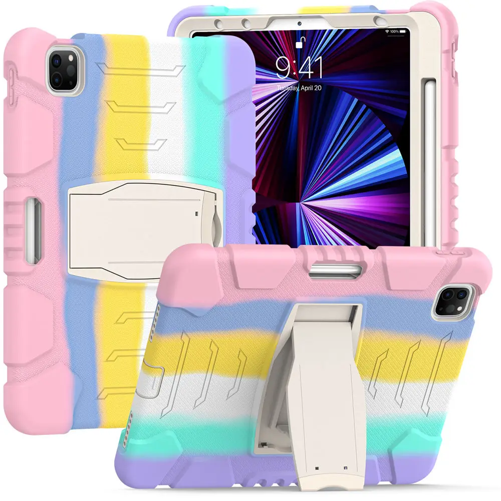 For iPad Air 4 5 10.9 2022 Mini 4 5 6 iPad Pro 11 iPad 9.7 5th 6th 10.2 Case Kids Safe Shockproof Hard PC Silicon Hybrid Cover