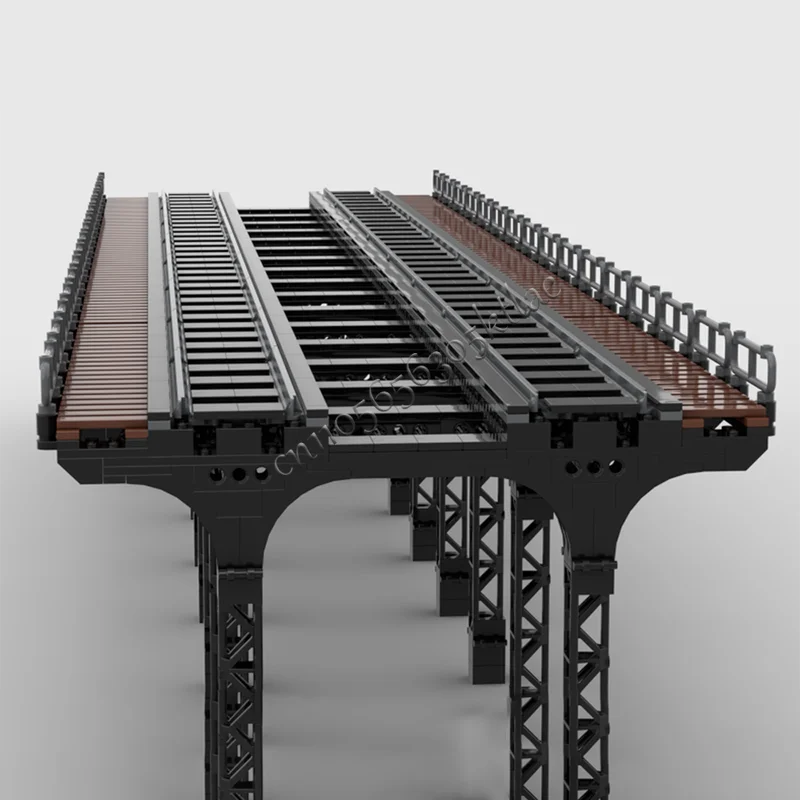 1991 PCS MOC Middeleeuwse Stad Bouwsteen Serie Spoorwegbrug Architectuur Modulaire Kinderen Assemblage Speelgoedset Kerstcadeaus