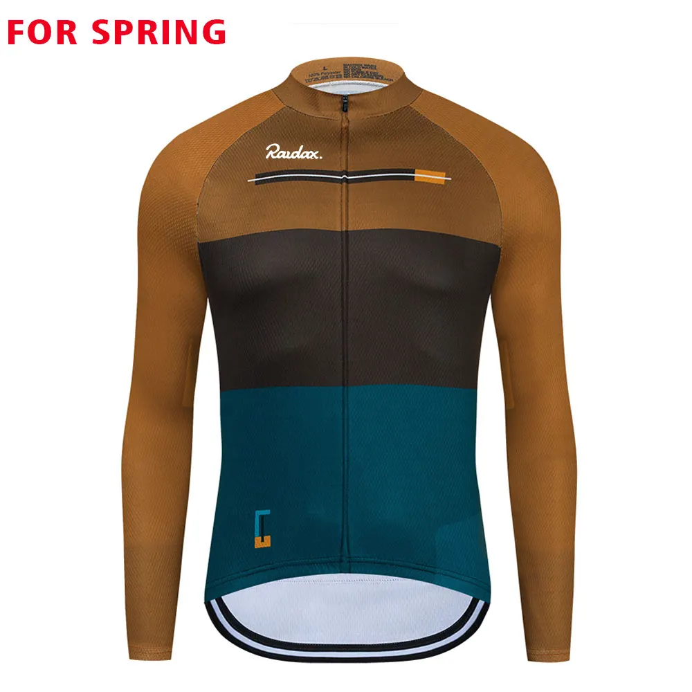 Raudax Cycling Jerseys 2023 Spring Autumn Cycling Shirts New Long Sleeve Mountain Bike Cycling Tops Breathable Road Bike Jersey