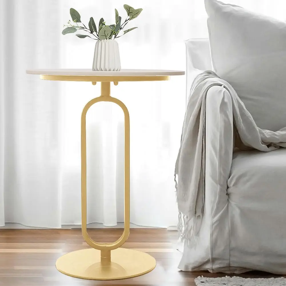 Side Table With Marble Top Metal Pub Bar Round Table Modern Sofa Side End Table Coffee Tray Side Desk For Couch Living Room