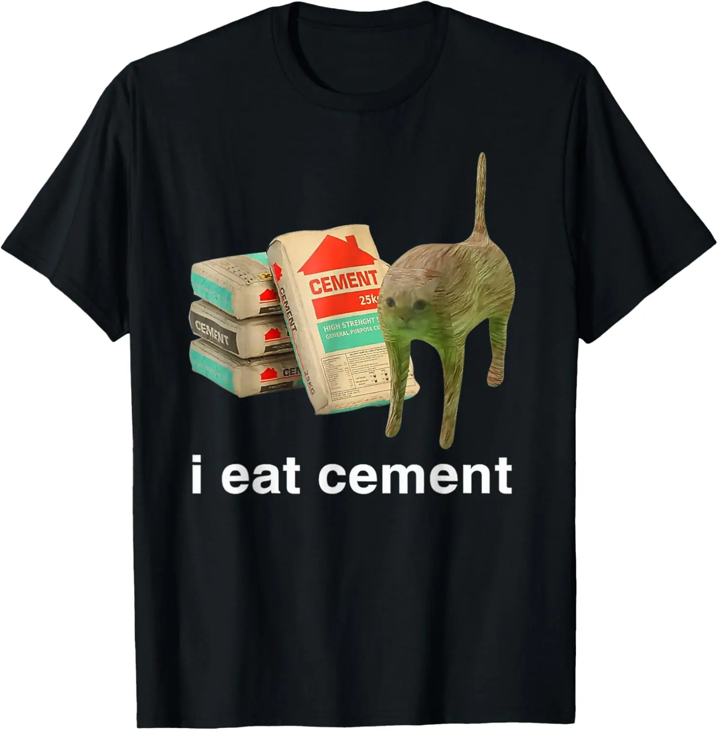 I Eat Cement Cursed Cat Funny Oddly Specific Dank Meme T-Shirt