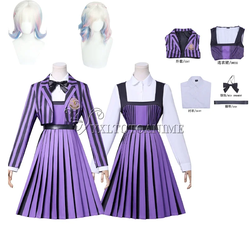 

Season 2 Enid Sinclair Cosplay Costumes Wig Sets for Adult Suit School Uniform Halloween Weday Cosplay Costume