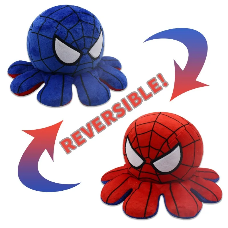 Hot Spiderman Flip Octopus Doll Toys Double Emoticon Cute Plush Toy That Can Be Flipped Funny Birthday Halloween Gift for Kids