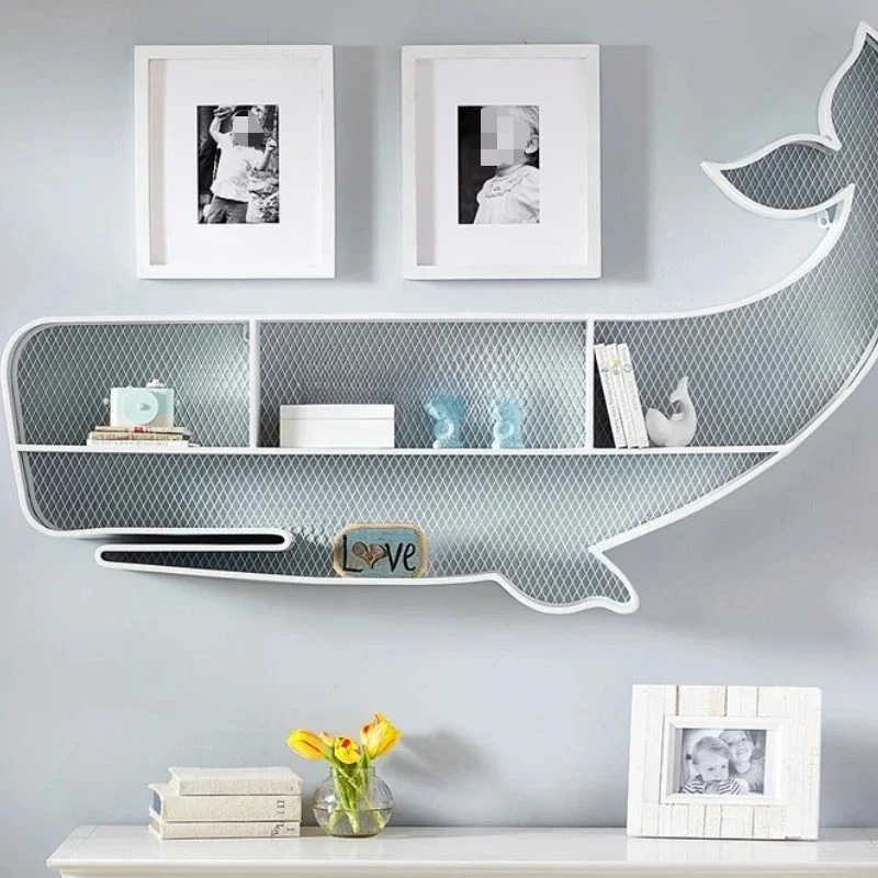 Modern Whale Wall Decorations Shelf Nordic Iron Wall Surface Bookshelf Living Room Bedroom  Room Wall Decoration