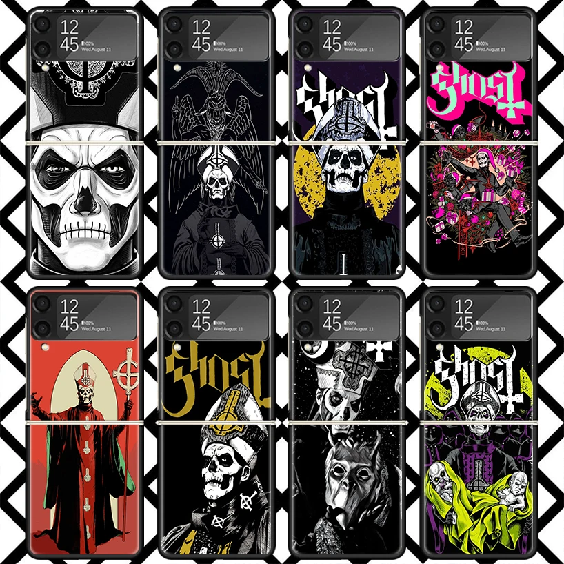 Funda de teléfono Ghost Papa Emeritus para Samsung Z Flip 7 6 5 4 3 Galaxy ZFLIP7 ZFlip6 5G Flip5 Flip4 Flip3 5g, cubierta dura negra