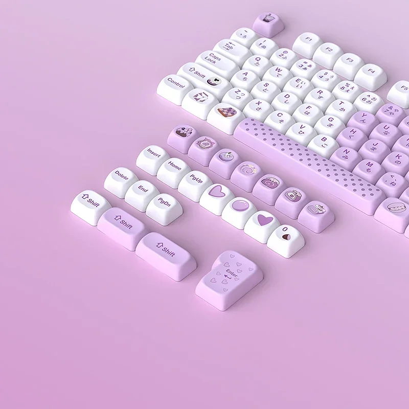 

Mashed taro Bobo keycap MOA height small full set of 125 key PBT five-sided hot sublimation process three color matching
