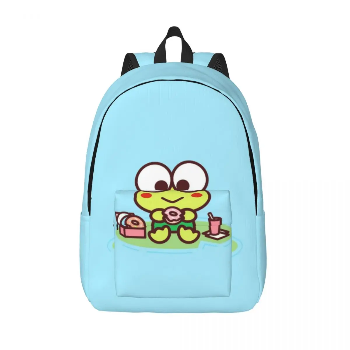 

Custom Keroppi Canvas Backpacks Men Women Basic Bookbag for School College Bags