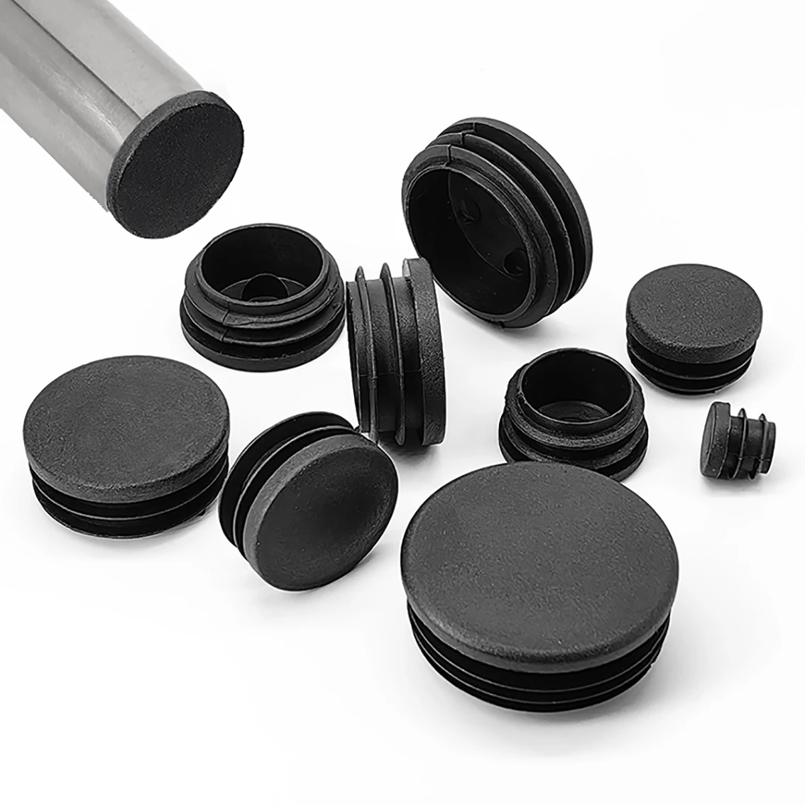 1-100 pz 12mm-76mm tappi rotondi in plastica nera tappo interno guarnizione di protezione guarnizione antipolvere tappi di copertura terminali per mobili con bullone per tubi