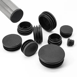 Tapas Redondas de plástico negro para muebles, Junta de Protección de enchufe interno, sello antipolvo, cubierta de extremo para perno de tubería, 1-100 piezas, 12mm-76mm