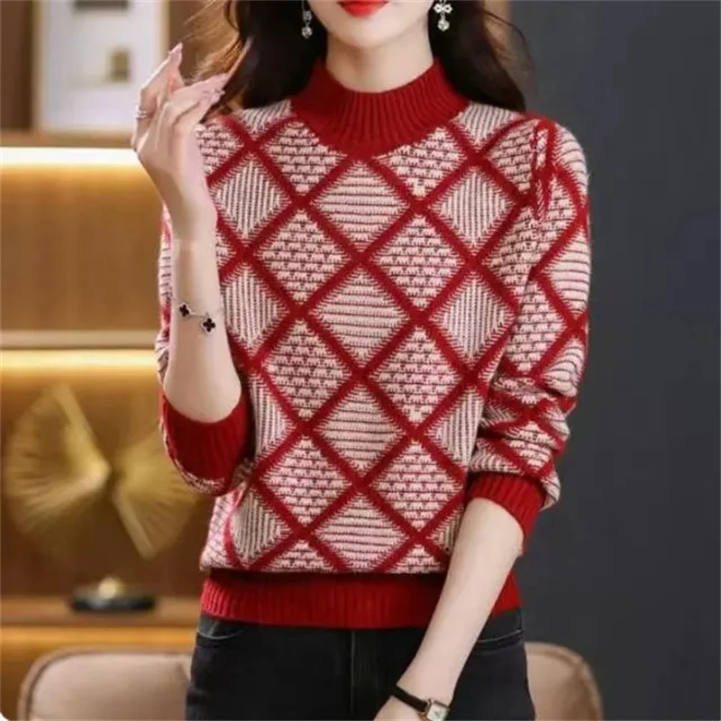 2024 Herfst Winter Dikke Trui Dames Gebreide Geribbelde Trui Trui Met Lange Mouwen Coltrui Slanke Trui Zacht Warm Pull Femme