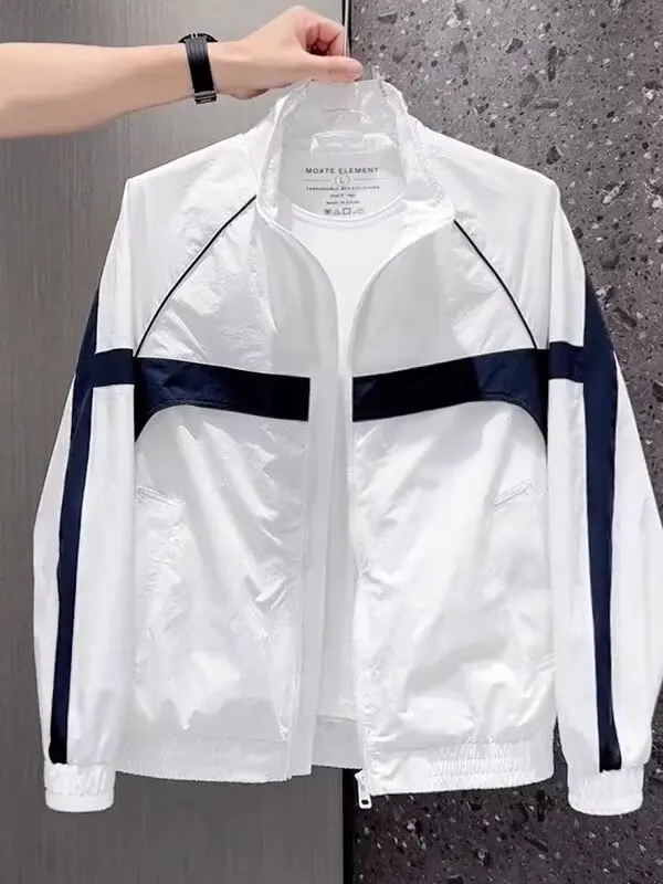 

Fall 2026 Men's Casual Color Block Jacket Comfortable Simple Fashionable Versatile Outerwear Long Sleeve Zipper Closure