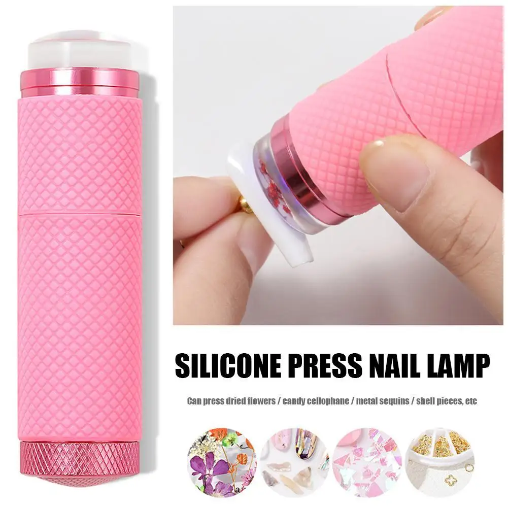 Mini lámpara UV de mano para arte de uñas, luz UV con cabezal de estampador de silicona, estampado de esmalte de sello, secado rápido