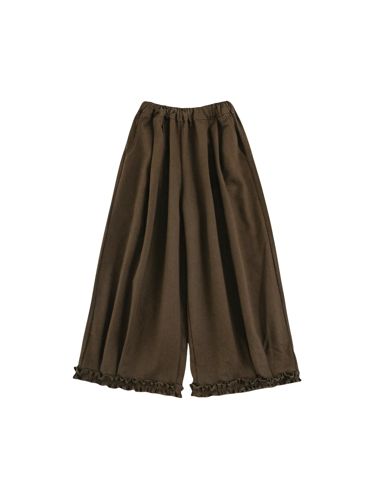Girls 2026 Spring New Lace Trim Loose Bloomer Pants Antibacterial Breathable Kids Casual Long Pants Ages 4-10Y