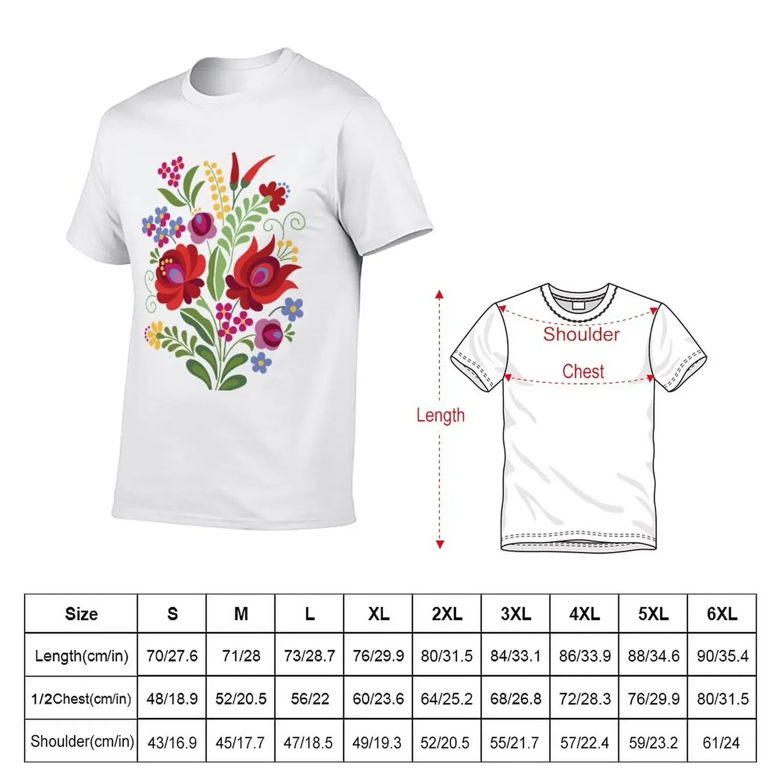 Hungarian Folk Design Red Peppers on White T-Shirt korean fashion heavyweights oversized t shirts for men