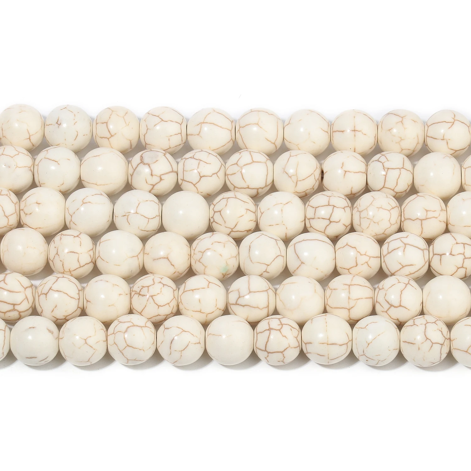 Natural Stone Beads White Turquoise Howlite 4/6/8/10/12mm Round Loose Beads for Jewelry Making DIY Handmade Bracelet Necklace