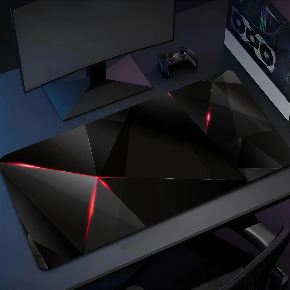 Black Red Geometric Design Non-slip Mouse Pad Suitable For Office Computers Laptops E-sports Game Desk Mats XXL Keyboard