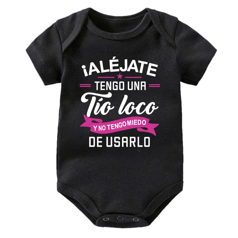 Stay Away I Have A Crazy Uncle I'm Not Afraid To Use Him Baby Romper Funny Infant Bodysuit Newborn Short Sleeve Jumpsuit Outfits