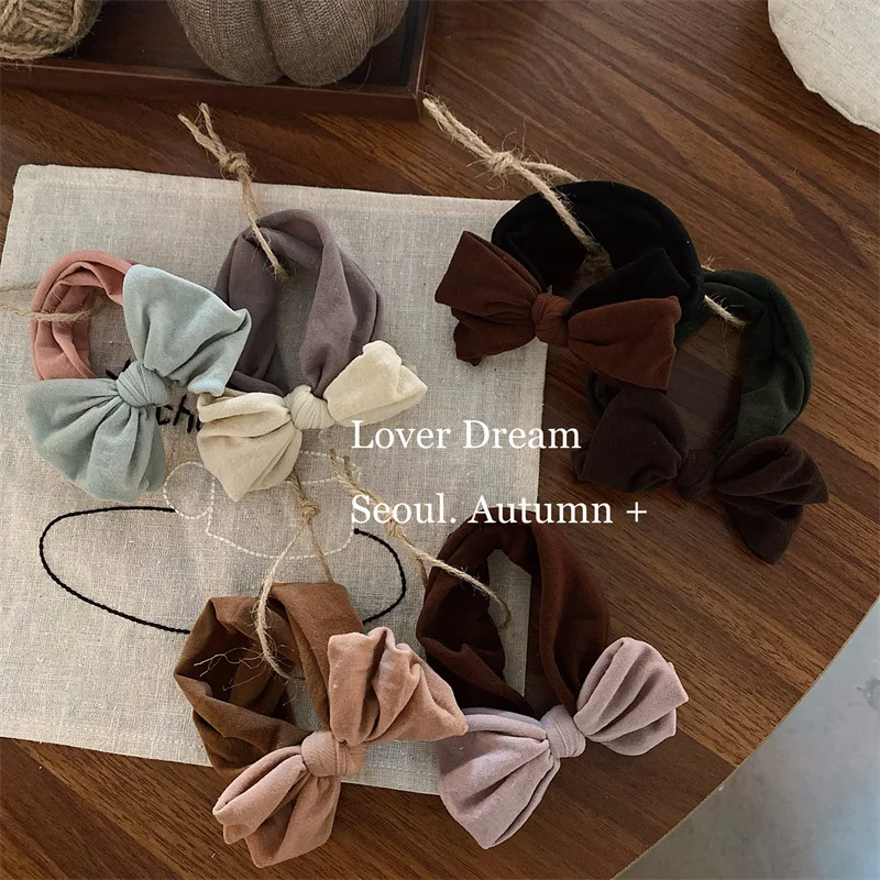 

Школярка, корейская осенне-зимняя однотонная резинка для волос из мягкой ткани с бантом, женская милая эластичная эластичная резинка для волос, аксессуары