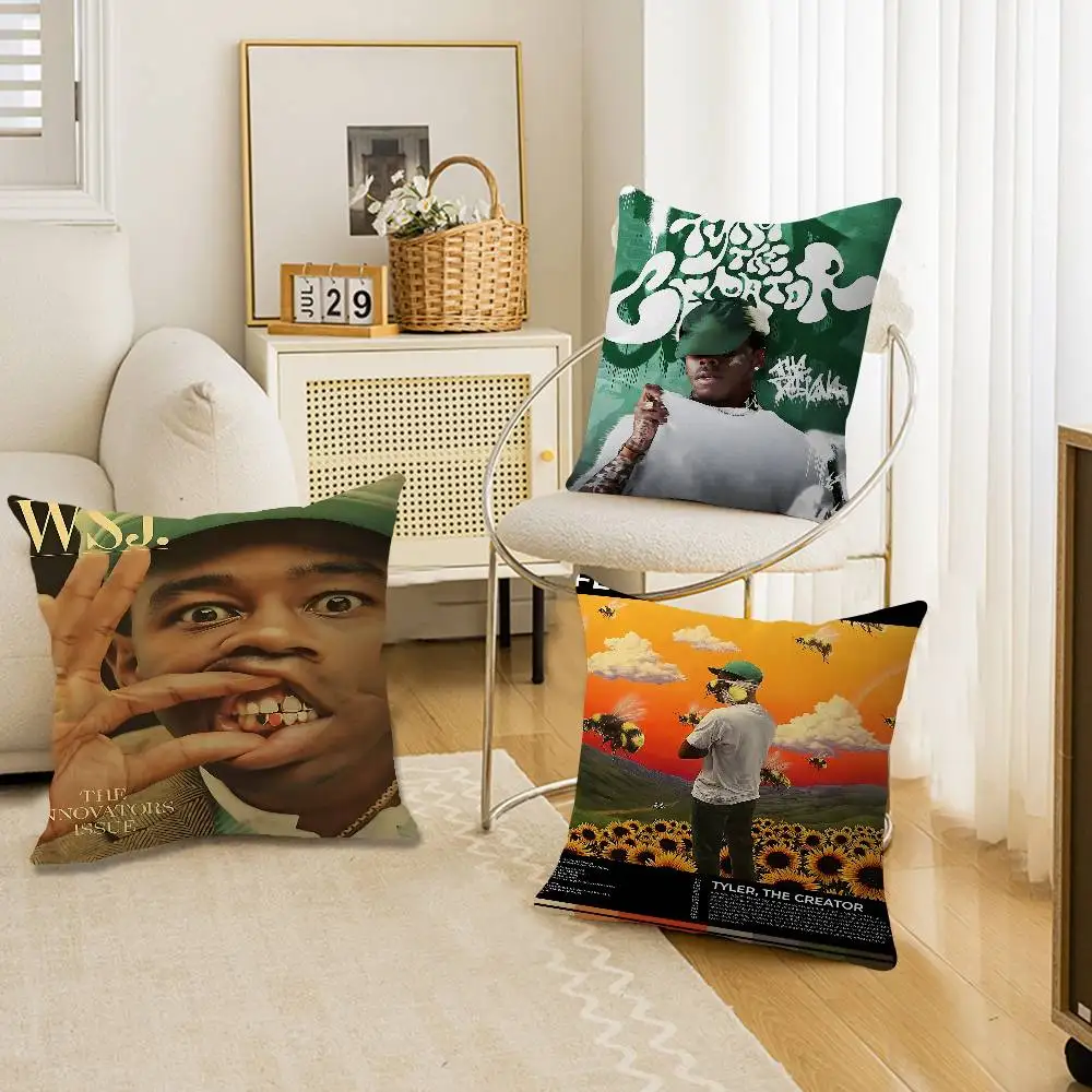 مغني الراب T-Tyler الخالق Chromakopia غطاء الوسادة البوليستر وسائد أريكة وسائد رمي الزخرفية ديكور المنزل غطاء وسادة
