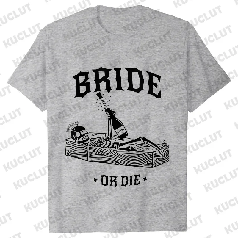 Funny Bride or Die T-shirt Halloween Bachelorette Party Shirt Till Death Do Us Party Tops Bridal Shower Matching Team Bride Tees image 3