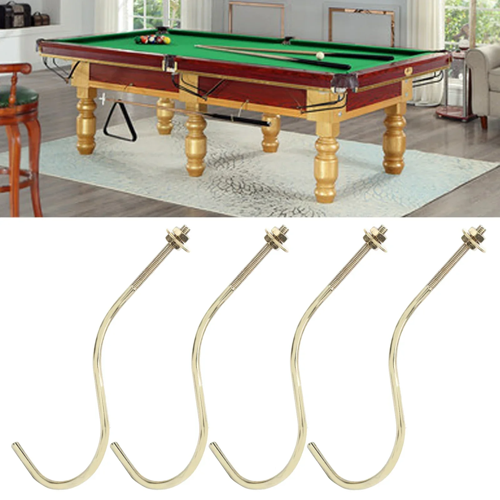

4pcs Copper Billiards Snooker Pool Table Edge Hook Cue Racks Billiards Supplies