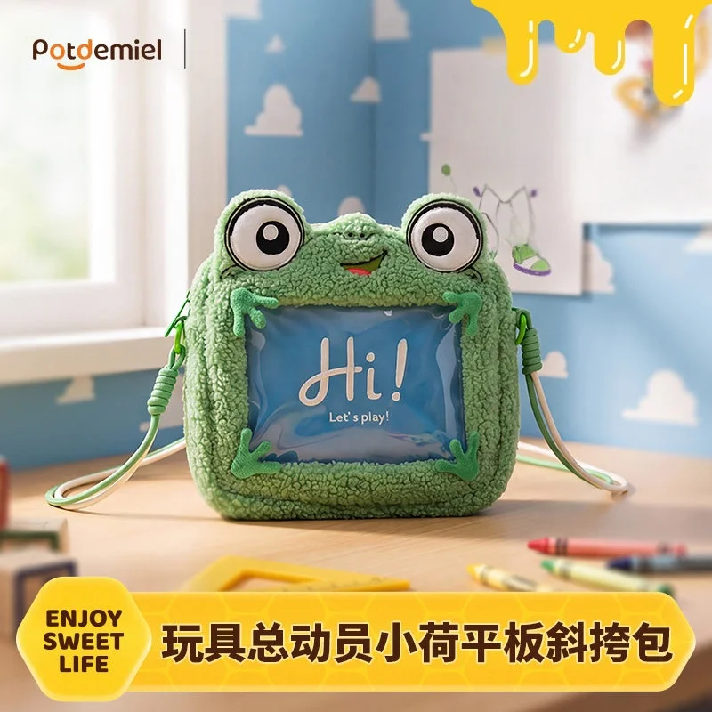 Genuine Potdemiel Green Frog Plush Crossbody Bag Toy Story Funny Transparent Window Shoulder Bag For Women Daily Outdoor Gifts view 2