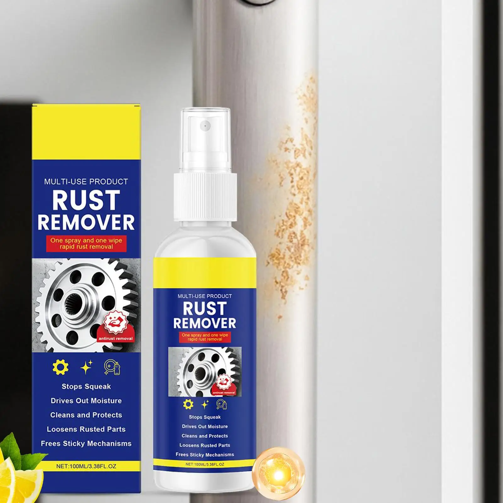 Rust Cleaner 100ml Spray Liquid Metal Rust Remover for Stain Paint Toilet Shower Sink Bathtub Tile Bathroom Automotive Car Wheel
