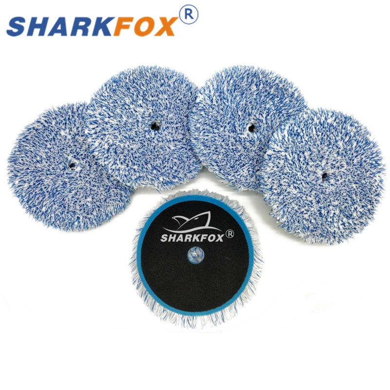 Sharkfox 5Pcs/lot 5/6 inch Microfiber Polishing Pad For Cars Body Polish Wax Buffer Pad Wash Cleaning Micro Fiber Polishing