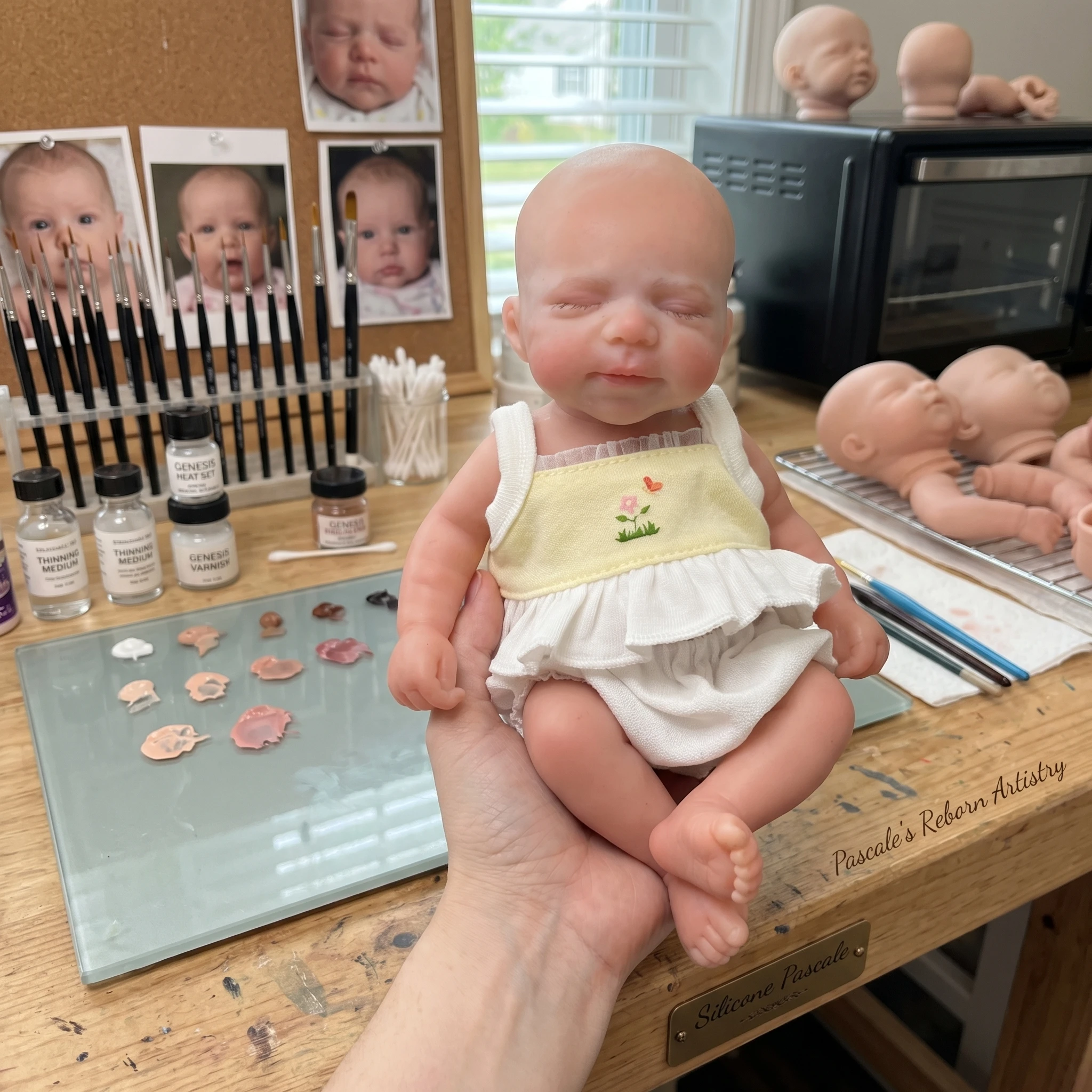 

8-дюймовая кукла-реборн из цельного силикона, ручной работы, с 3D-расписной кожей, для подарков на день рождения