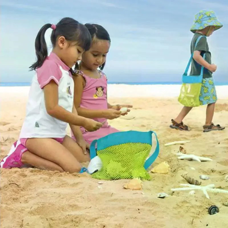 Foldable Portable Beach Toy Storage Bag Children Sand Digging Tool Mesh  Grid Modern Simple Style view 2