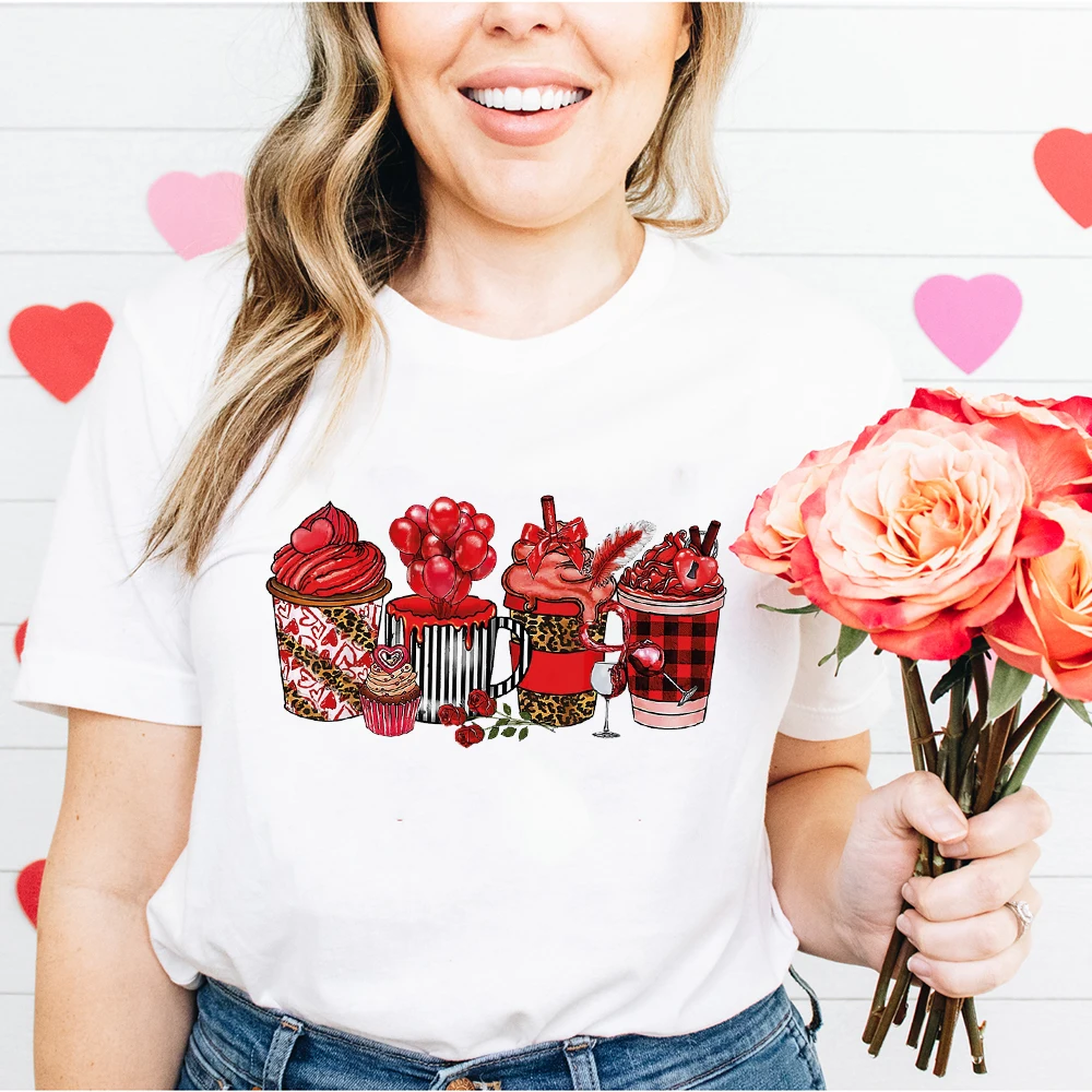 Valentines Day Coffee Drink Shirt Coffee Lover Tshirt Valentines Day Shirts for Woman Happy Valentines Day Shirt Gift for Friend