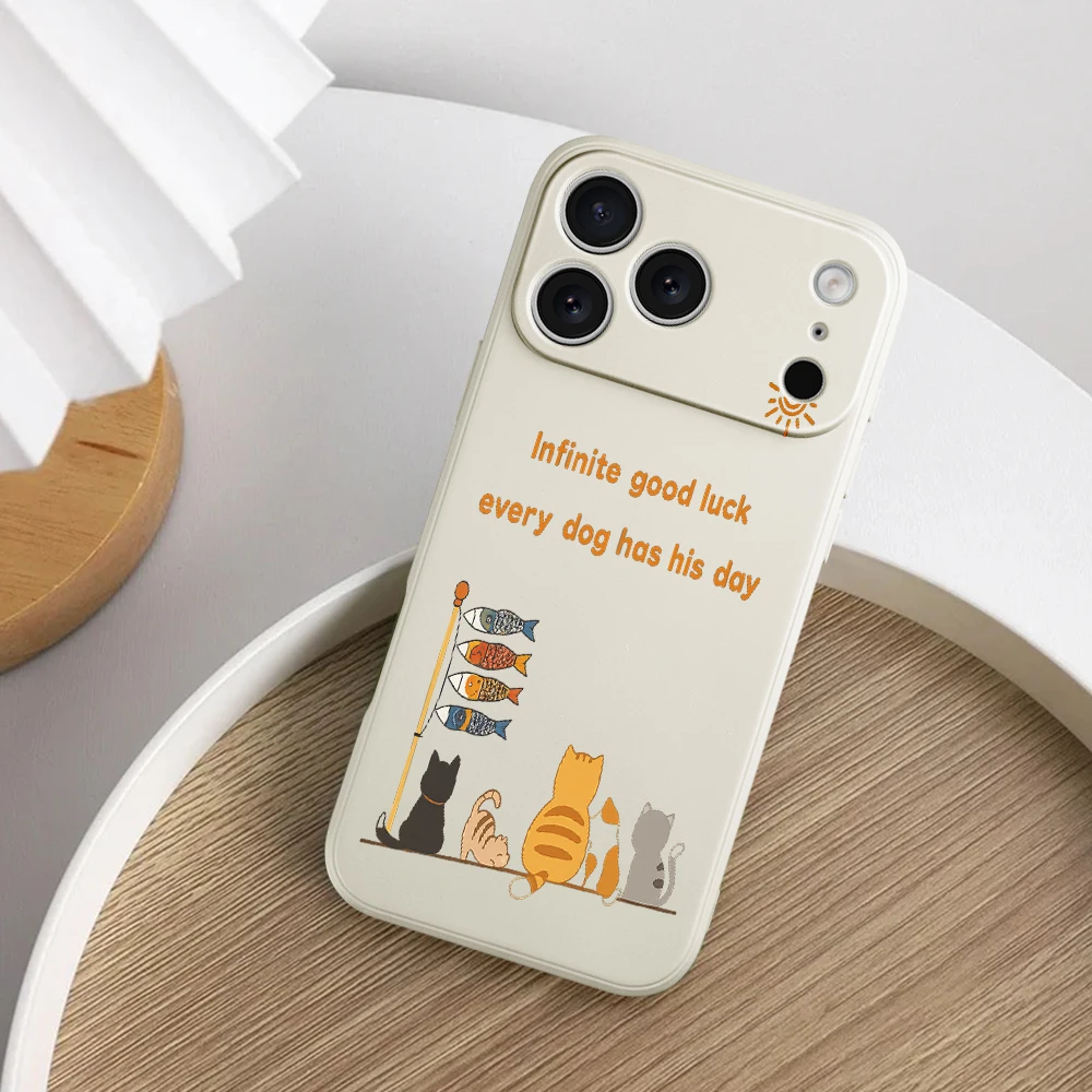 آيفون 17 برو ماكس 17 الهواء 16 15 14 13 12 11 برو ماكس XS ماكس 7 8 زائد 16e 16 زائد غطاء من البولي يوريثان كوكه لطيف القط الأسماك متعة جراب هاتف